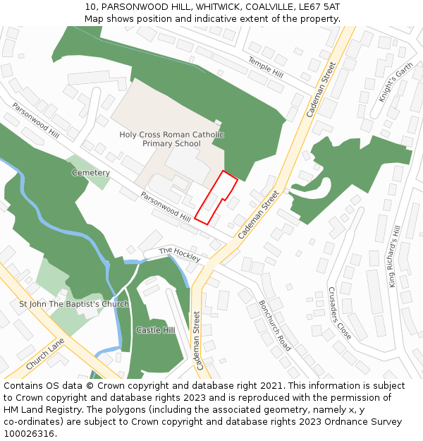 10, PARSONWOOD HILL, WHITWICK, COALVILLE, LE67 5AT: Location map and indicative extent of plot