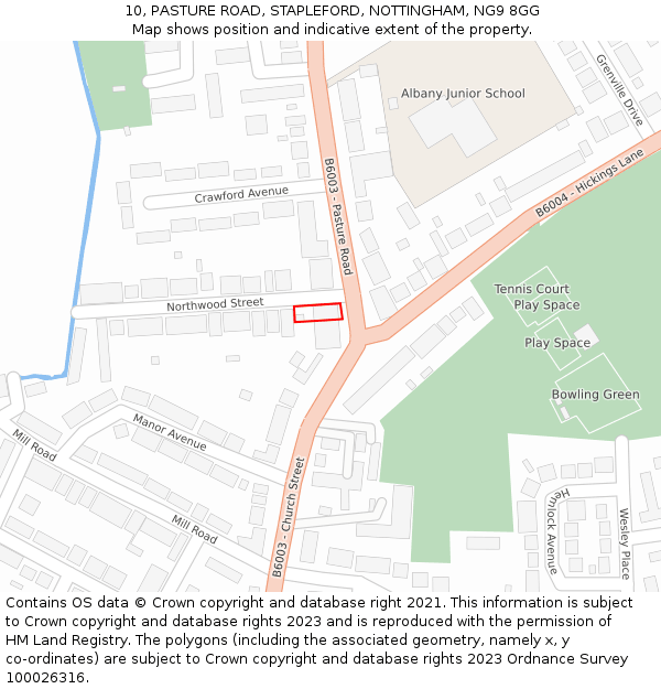 10, PASTURE ROAD, STAPLEFORD, NOTTINGHAM, NG9 8GG: Location map and indicative extent of plot