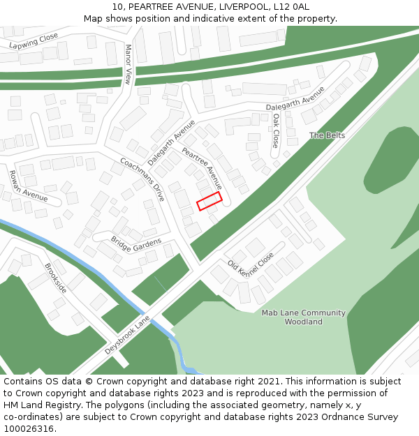 10, PEARTREE AVENUE, LIVERPOOL, L12 0AL: Location map and indicative extent of plot