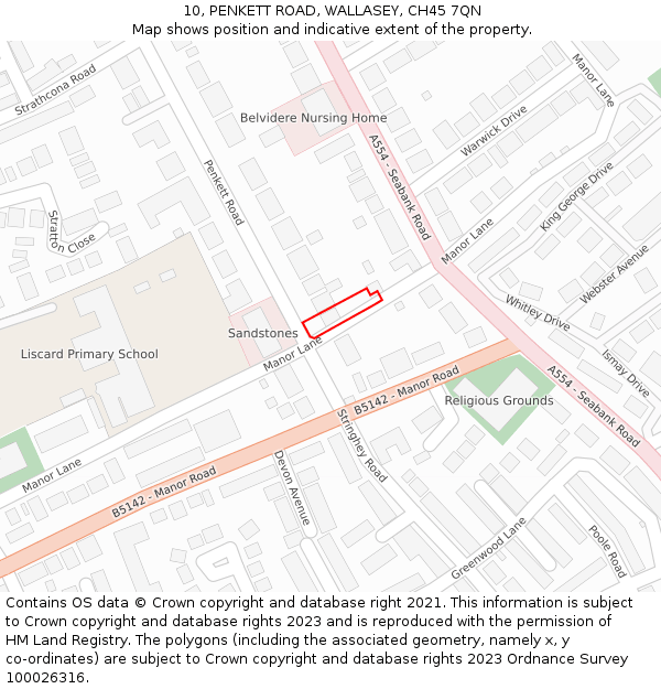 10, PENKETT ROAD, WALLASEY, CH45 7QN: Location map and indicative extent of plot