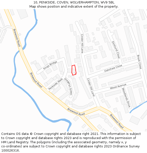 10, PENKSIDE, COVEN, WOLVERHAMPTON, WV9 5BL: Location map and indicative extent of plot