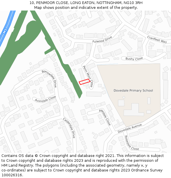 10, PENMOOR CLOSE, LONG EATON, NOTTINGHAM, NG10 3RH: Location map and indicative extent of plot