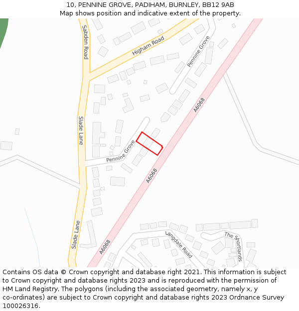 10, PENNINE GROVE, PADIHAM, BURNLEY, BB12 9AB: Location map and indicative extent of plot