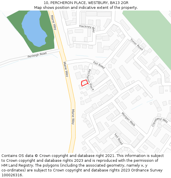 10, PERCHERON PLACE, WESTBURY, BA13 2GR: Location map and indicative extent of plot