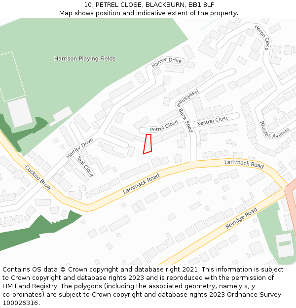 10, PETREL CLOSE, BLACKBURN, BB1 8LF: Location map and indicative extent of plot