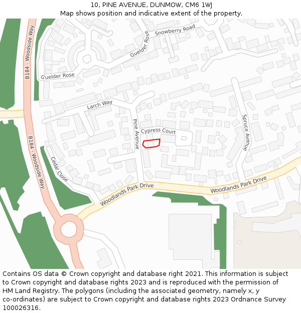 10, PINE AVENUE, DUNMOW, CM6 1WJ: Location map and indicative extent of plot