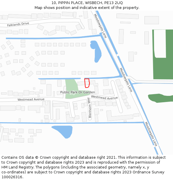 10, PIPPIN PLACE, WISBECH, PE13 2UQ: Location map and indicative extent of plot