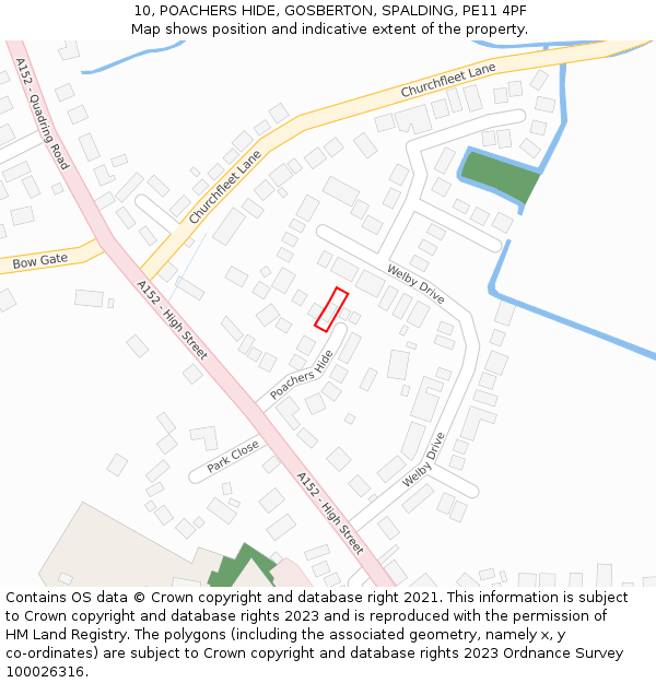 10, POACHERS HIDE, GOSBERTON, SPALDING, PE11 4PF: Location map and indicative extent of plot
