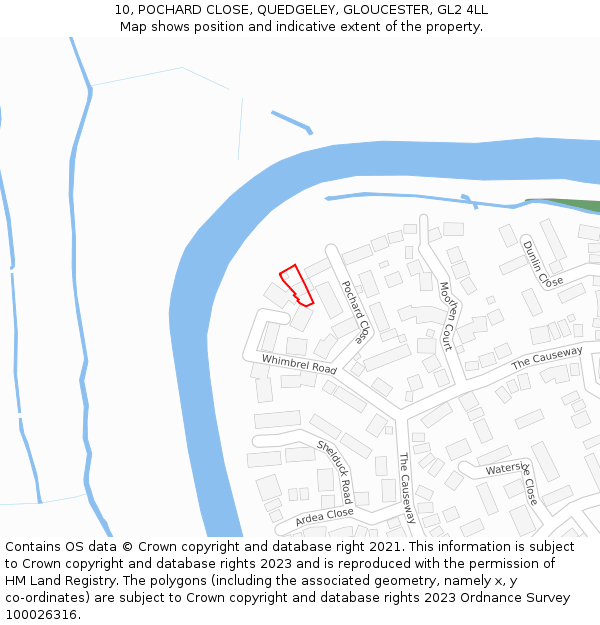 10, POCHARD CLOSE, QUEDGELEY, GLOUCESTER, GL2 4LL: Location map and indicative extent of plot