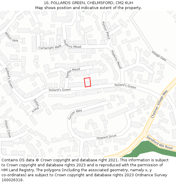 10, POLLARDS GREEN, CHELMSFORD, CM2 6UH: Location map and indicative extent of plot