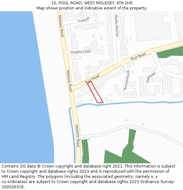 10, POOL ROAD, WEST MOLESEY, KT8 2HE: Location map and indicative extent of plot