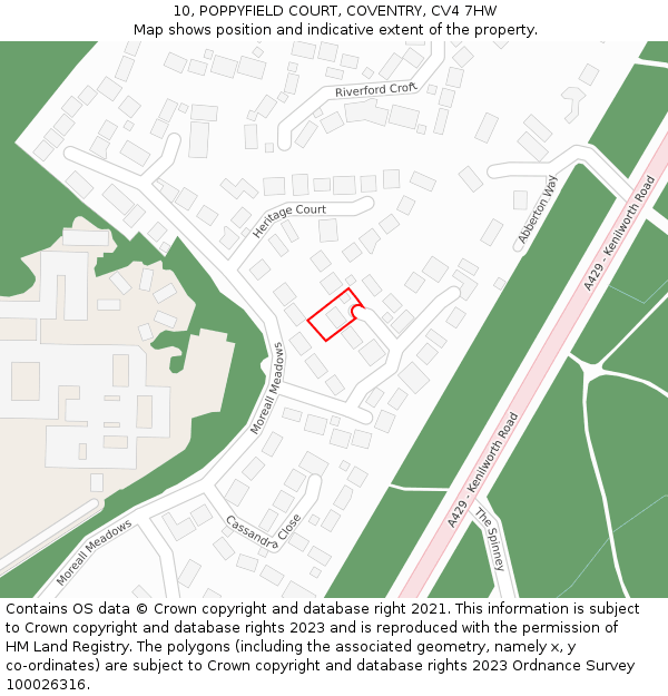 10, POPPYFIELD COURT, COVENTRY, CV4 7HW: Location map and indicative extent of plot