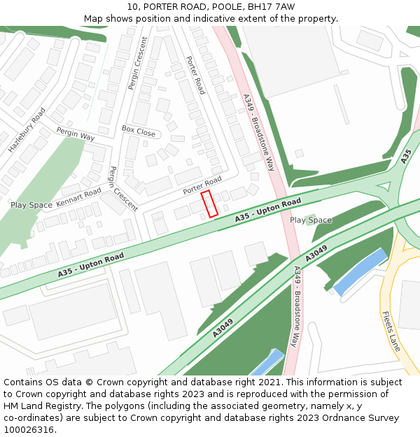 10, PORTER ROAD, POOLE, BH17 7AW: Location map and indicative extent of plot