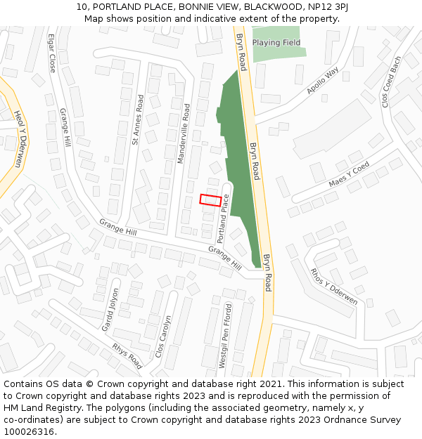 10, PORTLAND PLACE, BONNIE VIEW, BLACKWOOD, NP12 3PJ: Location map and indicative extent of plot