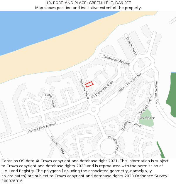 10, PORTLAND PLACE, GREENHITHE, DA9 9FE: Location map and indicative extent of plot