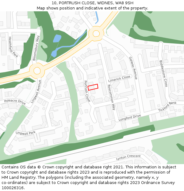 10, PORTRUSH CLOSE, WIDNES, WA8 9SH: Location map and indicative extent of plot