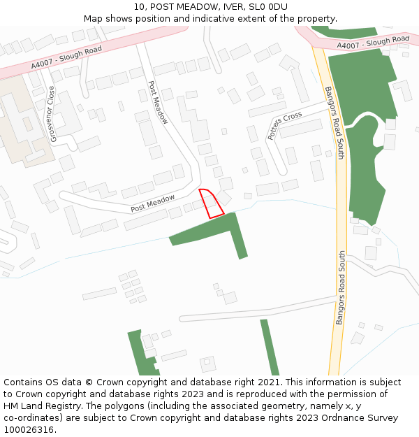 10, POST MEADOW, IVER, SL0 0DU: Location map and indicative extent of plot