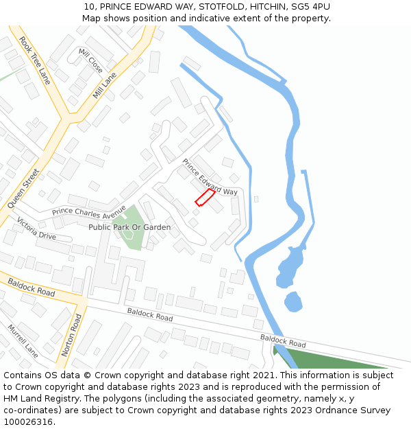 10, PRINCE EDWARD WAY, STOTFOLD, HITCHIN, SG5 4PU: Location map and indicative extent of plot