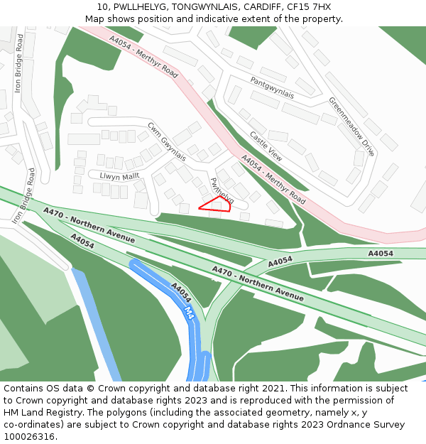 10, PWLLHELYG, TONGWYNLAIS, CARDIFF, CF15 7HX: Location map and indicative extent of plot