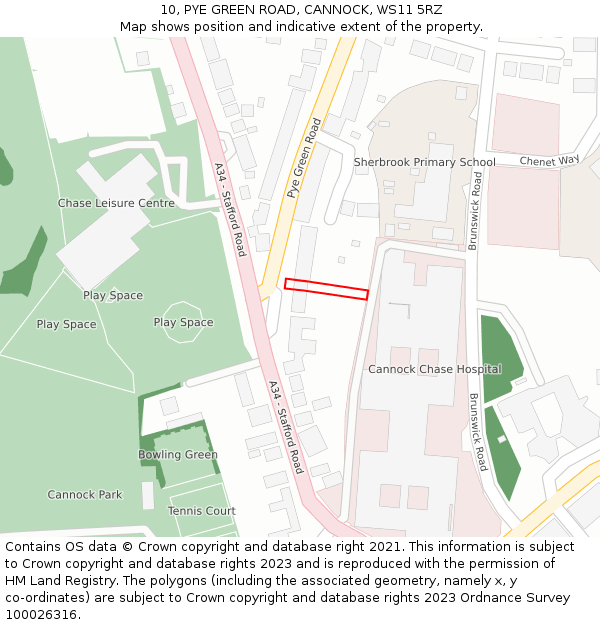 10, PYE GREEN ROAD, CANNOCK, WS11 5RZ: Location map and indicative extent of plot