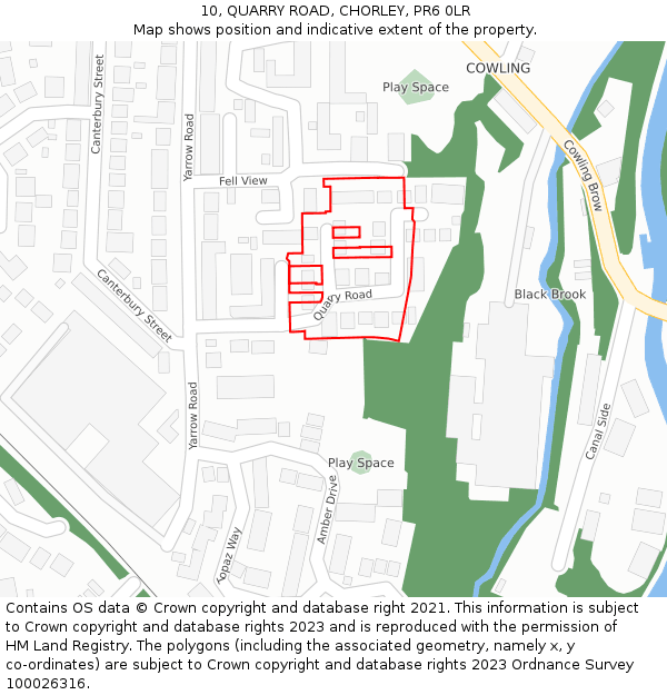 10, QUARRY ROAD, CHORLEY, PR6 0LR: Location map and indicative extent of plot