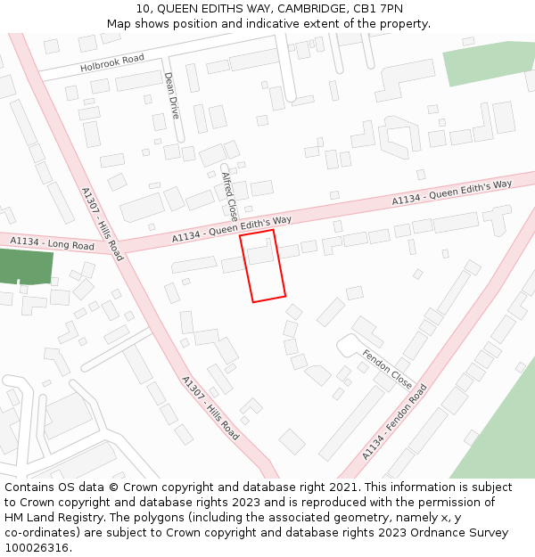 10, QUEEN EDITHS WAY, CAMBRIDGE, CB1 7PN: Location map and indicative extent of plot