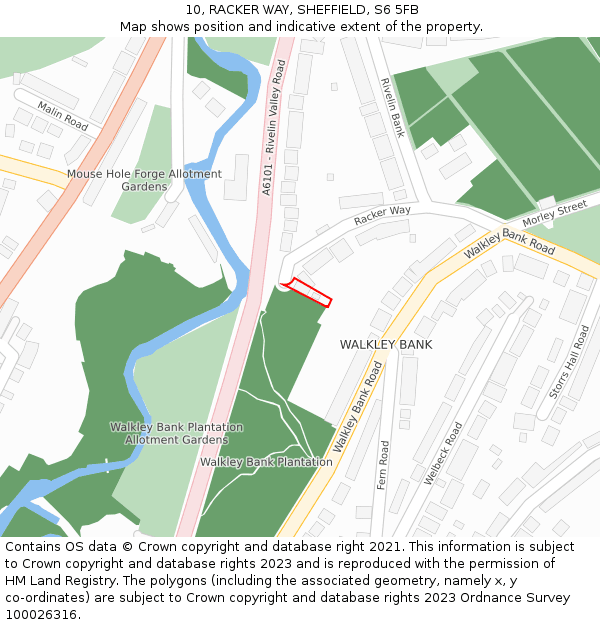 10, RACKER WAY, SHEFFIELD, S6 5FB: Location map and indicative extent of plot