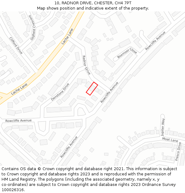 10, RADNOR DRIVE, CHESTER, CH4 7PT: Location map and indicative extent of plot