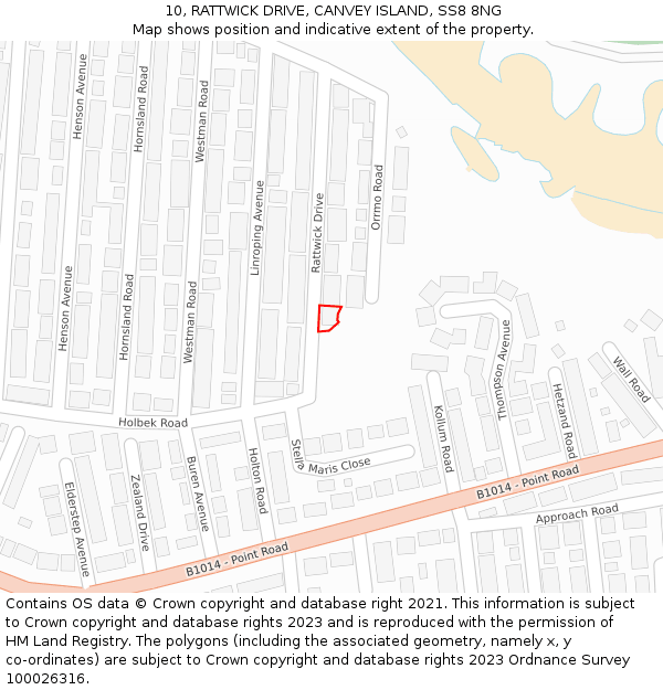 10, RATTWICK DRIVE, CANVEY ISLAND, SS8 8NG: Location map and indicative extent of plot