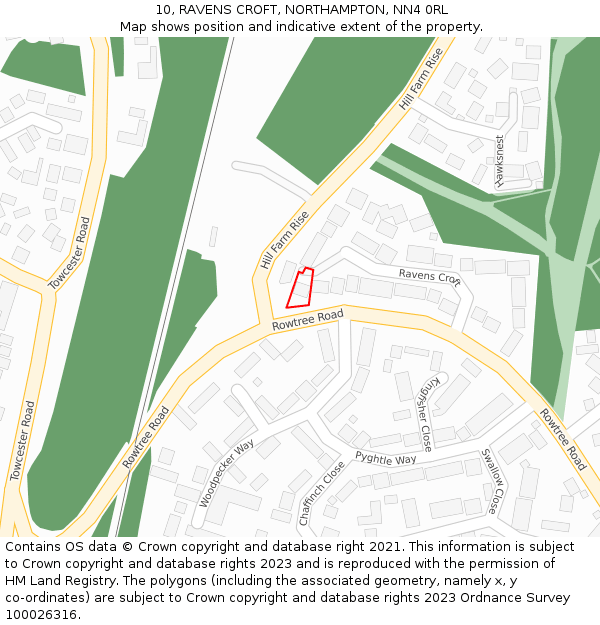 10, RAVENS CROFT, NORTHAMPTON, NN4 0RL: Location map and indicative extent of plot