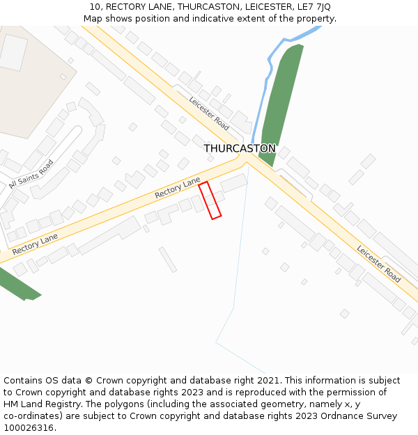 10, RECTORY LANE, THURCASTON, LEICESTER, LE7 7JQ: Location map and indicative extent of plot