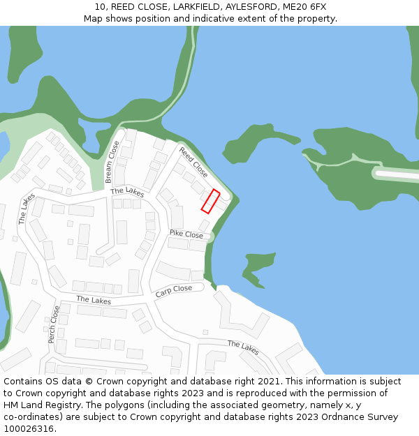 10, REED CLOSE, LARKFIELD, AYLESFORD, ME20 6FX: Location map and indicative extent of plot