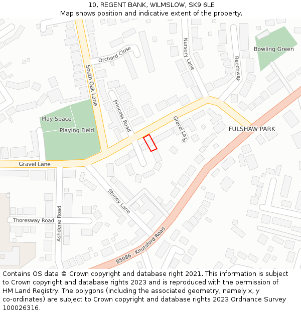 10, REGENT BANK, WILMSLOW, SK9 6LE: Location map and indicative extent of plot