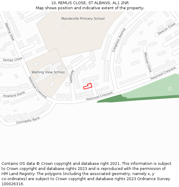 10, REMUS CLOSE, ST ALBANS, AL1 2NR: Location map and indicative extent of plot