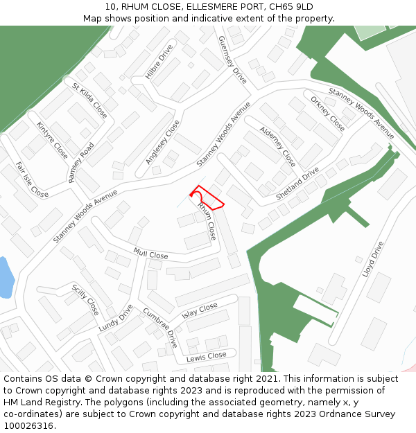 10, RHUM CLOSE, ELLESMERE PORT, CH65 9LD: Location map and indicative extent of plot