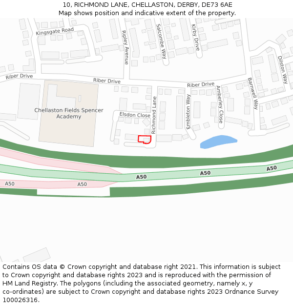 10, RICHMOND LANE, CHELLASTON, DERBY, DE73 6AE: Location map and indicative extent of plot