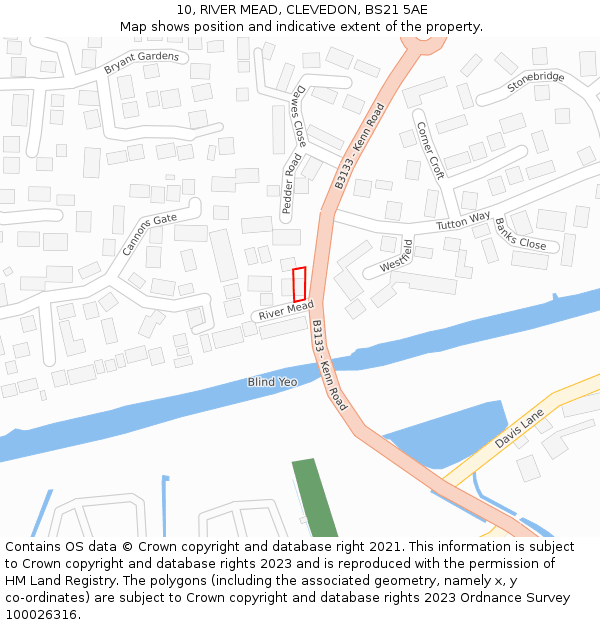 10, RIVER MEAD, CLEVEDON, BS21 5AE: Location map and indicative extent of plot