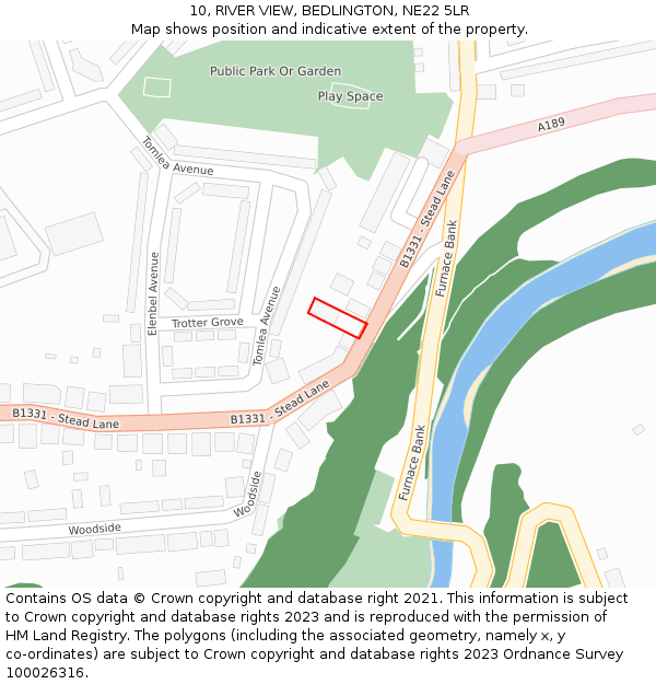 10, RIVER VIEW, BEDLINGTON, NE22 5LR: Location map and indicative extent of plot