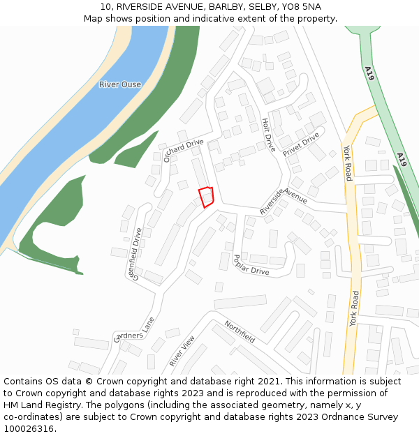 10, RIVERSIDE AVENUE, BARLBY, SELBY, YO8 5NA: Location map and indicative extent of plot