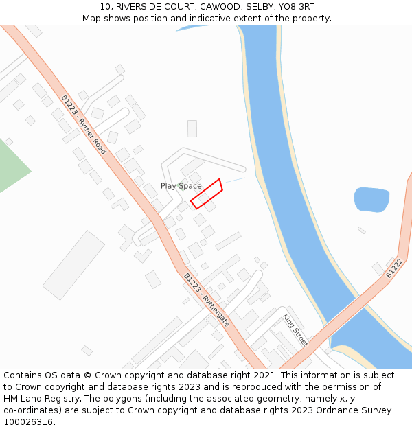 10, RIVERSIDE COURT, CAWOOD, SELBY, YO8 3RT: Location map and indicative extent of plot