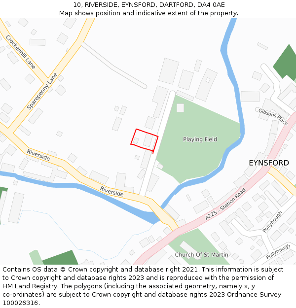 10, RIVERSIDE, EYNSFORD, DARTFORD, DA4 0AE: Location map and indicative extent of plot