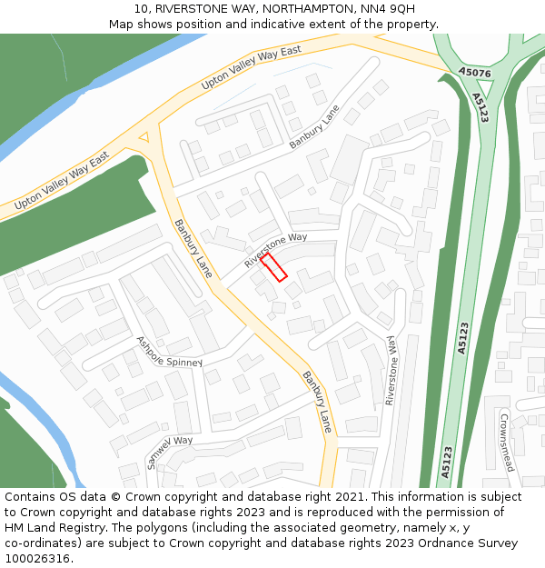 10, RIVERSTONE WAY, NORTHAMPTON, NN4 9QH: Location map and indicative extent of plot