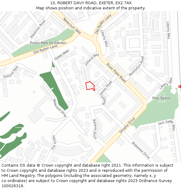 10, ROBERT DAVY ROAD, EXETER, EX2 7AX: Location map and indicative extent of plot