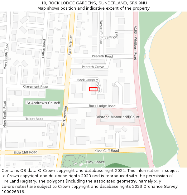 10, ROCK LODGE GARDENS, SUNDERLAND, SR6 9NU: Location map and indicative extent of plot