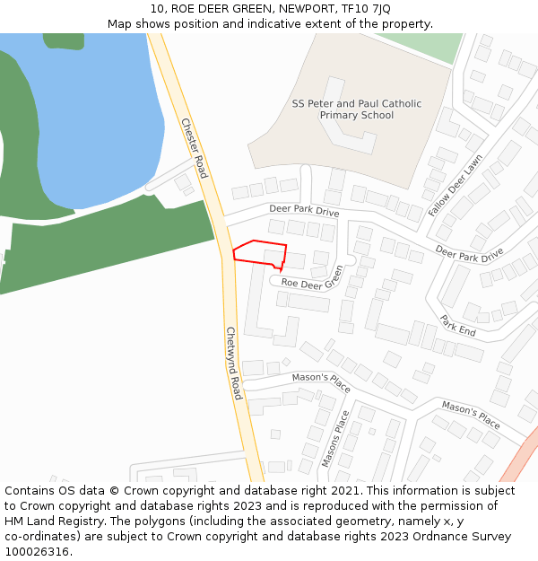 10, ROE DEER GREEN, NEWPORT, TF10 7JQ: Location map and indicative extent of plot