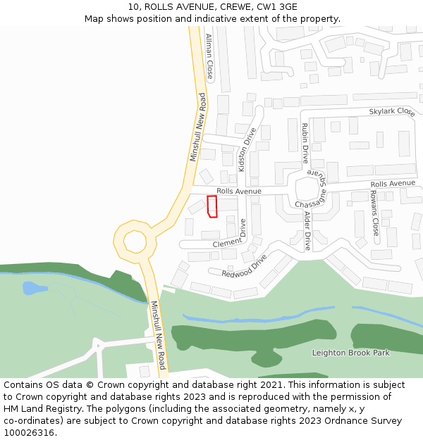 10, ROLLS AVENUE, CREWE, CW1 3GE: Location map and indicative extent of plot