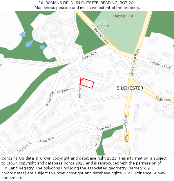 10, ROMANS FIELD, SILCHESTER, READING, RG7 2QH: Location map and indicative extent of plot
