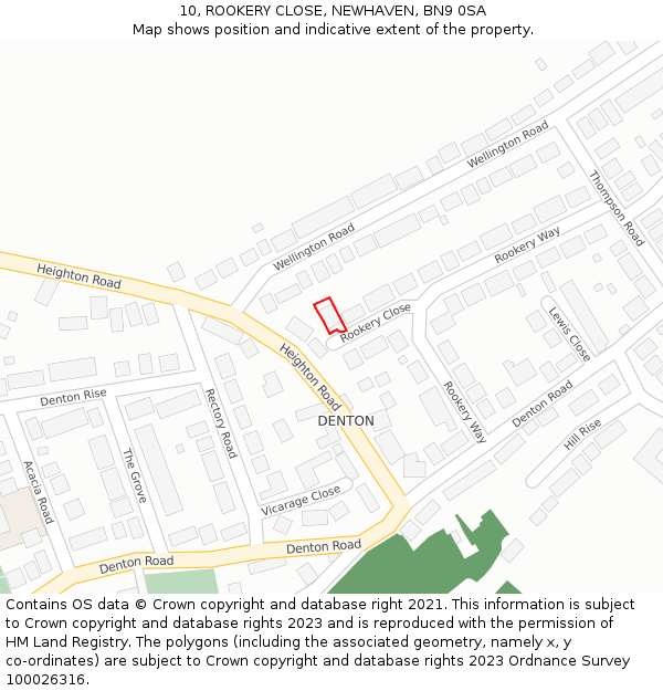 10, ROOKERY CLOSE, NEWHAVEN, BN9 0SA: Location map and indicative extent of plot