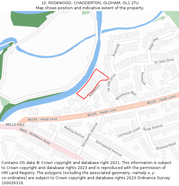 10, ROOKWOOD, CHADDERTON, OLDHAM, OL1 2TU: Location map and indicative extent of plot