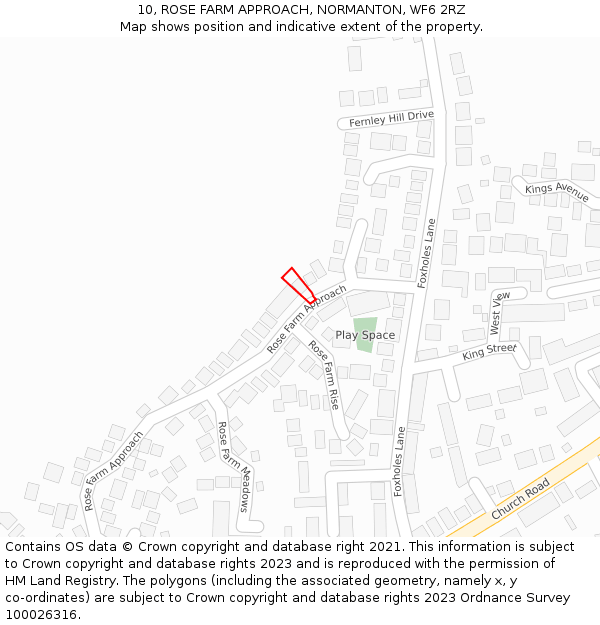 10, ROSE FARM APPROACH, NORMANTON, WF6 2RZ: Location map and indicative extent of plot